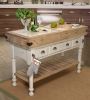 Marble Top 3 Drawer Kitchen Island In Chalk White