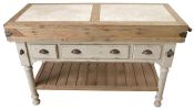 Marble Top 3 Drawer Kitchen Island In Chalk White