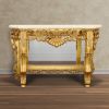 Gold Petticoat Cream Marble Top Console Table