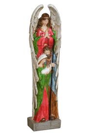 Multi Colored Arch Angel Praying over Nativity Family