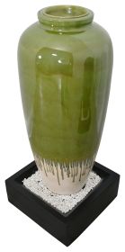 Avocado Green Bubbling Fountain With Base