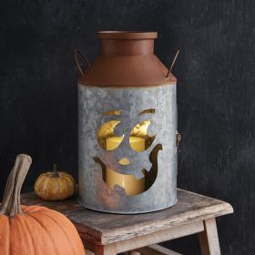 Jack-O-Lantern Milk Can Luminary