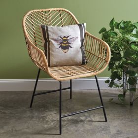 Rattan Armchair with Metal Legs