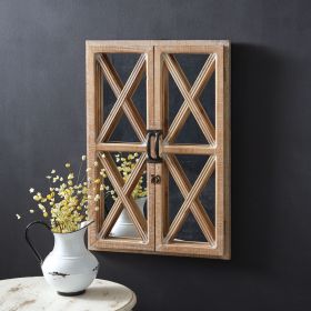 Window Shutter Mirror with Distressed Wood Frame