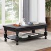 Rustic Style Antique Black 1pc COFFEE TABLE Open Bottom Shelf Plank Style Table Top Living Room Furniture