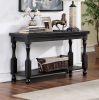 Rustic Style Antique Black 1pc SOFA TABLE Open Bottom Shelf Plank Style Table Top Living Room Furniture