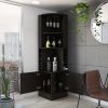 Syrah Corner Bar Cabinet, Eight Bottle Cubbies, Double Door, Two Open Shelves -Black