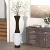 39-Inch Tall Standing Designer Floor Vase - Durable Artificial Rattan - Elegant Two-Tone Dark Brown Finish - Ideal Decor Accent for Living Room