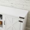 Modern Farmhouse TV Media Stand, Large Barn Inspired Home Entertainment Console, for TV Up to 70'', with Open Shelves and Closed Cabinets, White