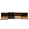 Modern TV with 2 Cabinets& Open Storage Compartment, Color-matching Media Console Table for TVs up to 85''