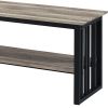 Antique Oak and Black 1-Shelf TV Stand