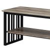 Antique Oak and Black 1-Shelf TV Stand