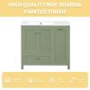 36" Bathroom Vanity with Sink, One Cabinet with Two doors and One Big Drawer and One Flip Drawer, Solid Wood and MDF Board, Green