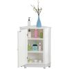 White Cabinet Triangle Corner Storage Cabinet with Adjustable Shelf Modern Style MDF Board