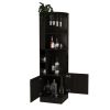 Syrah Corner Bar Cabinet, Eight Bottle Cubbies, Double Door, Two Open Shelves -Black