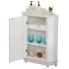 White Cabinet Triangle Corner Storage Cabinet with Adjustable Shelf Modern Style MDF Board