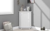 White Cabinet Triangle Corner Storage Cabinet with Adjustable Shelf Modern Style MDF Board