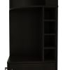 Syrah Corner Bar Cabinet, Eight Bottle Cubbies, Double Door, Two Open Shelves -Black