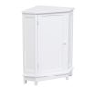 White Cabinet Triangle Corner Storage Cabinet with Adjustable Shelf Modern Style MDF Board