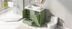 36" Bathroom Vanity with Sink, One Cabinet with Two doors and One Big Drawer and One Flip Drawer, Solid Wood and MDF Board, Green