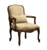 Queen Anne Style Legs Traditional Accent Chair w Pillow Beige Fabric Dark Cherry Solid wood Padded Seat 1pc Arm Chair