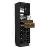 Classic Bar Cabinet, Two Drawers, Twelve Built-in Wine Rack-Black / Walnut