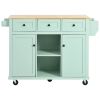 Kitchen Cart with Rubber wood Drop-Leaf Countertop ,Cabinet door internal storage racks