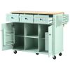 Kitchen Cart with Rubber wood Drop-Leaf Countertop ,Cabinet door internal storage racks