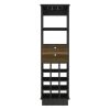 Classic Bar Cabinet, Two Drawers, Twelve Built-in Wine Rack-Black / Walnut