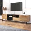 Modern TV with 2 Cabinets& Open Storage Compartment, Color-matching Media Console Table for TVs up to 85''