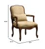 Queen Anne Style Legs Traditional Accent Chair w Pillow Beige Fabric Dark Cherry Solid wood Padded Seat 1pc Arm Chair