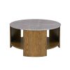 Round Mixed Material Coffee Table with Shelf