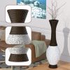 39-Inch Tall Standing Designer Floor Vase - Durable Artificial Rattan - Elegant Two-Tone Dark Brown Finish - Ideal Decor Accent for Living Room