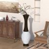 39-Inch Tall Standing Designer Floor Vase - Durable Artificial Rattan - Elegant Two-Tone Dark Brown Finish - Ideal Decor Accent for Living Room