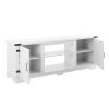 Modern Farmhouse TV Media Stand, Large Barn Inspired Home Entertainment Console, for TV Up to 70'', with Open Shelves and Closed Cabinets, White