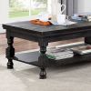 Rustic Style Antique Black 1pc COFFEE TABLE Open Bottom Shelf Plank Style Table Top Living Room Furniture