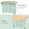 Kitchen Cart with Rubber wood Drop-Leaf Countertop ,Cabinet door internal storage racks