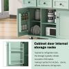 Kitchen Cart with Rubber wood Drop-Leaf Countertop ,Cabinet door internal storage racks