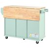 Kitchen Cart with Rubber wood Drop-Leaf Countertop ,Cabinet door internal storage racks