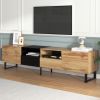 Modern TV with 2 Cabinets& Open Storage Compartment, Color-matching Media Console Table for TVs up to 85''