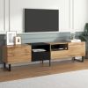 Modern TV with 2 Cabinets& Open Storage Compartment, Color-matching Media Console Table for TVs up to 85''