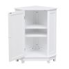 White Cabinet Triangle Corner Storage Cabinet with Adjustable Shelf Modern Style MDF Board