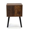 Set of 2 Mid Century Nightstand, Side Table with Drawer and Shelf, End Table for Living Room Bedroom, Rustic Brown