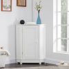 White Cabinet Triangle Corner Storage Cabinet with Adjustable Shelf Modern Style MDF Board