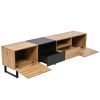 Modern TV with 2 Cabinets& Open Storage Compartment, Color-matching Media Console Table for TVs up to 85''