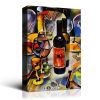 Framed Canvas Wall Art Decor Abstract Style Painting,Wine Bottle with Glasses Painting Decoration For Bar, Restrant, Kitchen, Dining Room