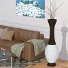 39-Inch Tall Standing Designer Floor Vase - Durable Artificial Rattan - Elegant Two-Tone Dark Brown Finish - Ideal Decor Accent for Living Room