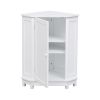 White Cabinet Triangle Corner Storage Cabinet with Adjustable Shelf Modern Style MDF Board