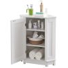 White Cabinet Triangle Corner Storage Cabinet with Adjustable Shelf Modern Style MDF Board