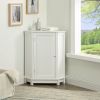 White Cabinet Triangle Corner Storage Cabinet with Adjustable Shelf Modern Style MDF Board